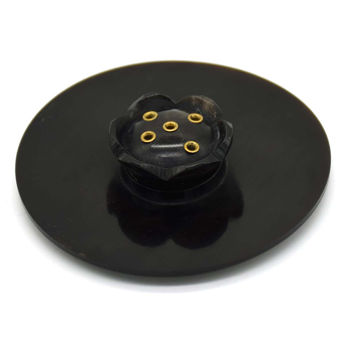 Incense Stick Holder Wholesale – Black Round Holder – Flower Motif – Hand-Carved Bone – Aromatherapy Accessories 